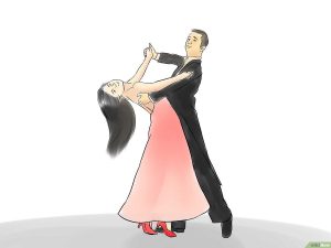 Ballroom dansstap demonstratie met strakke houding en elegante beweging karakteristiek voor ballroom dansen
